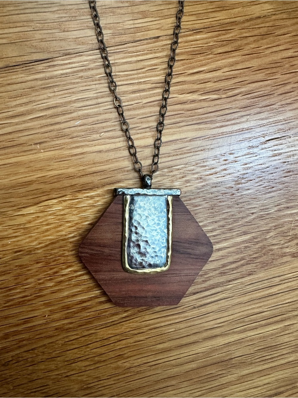 Silpada N3305 Wildwood Necklace Wood & Metal Pendant Necklace - Picture 2 of 3